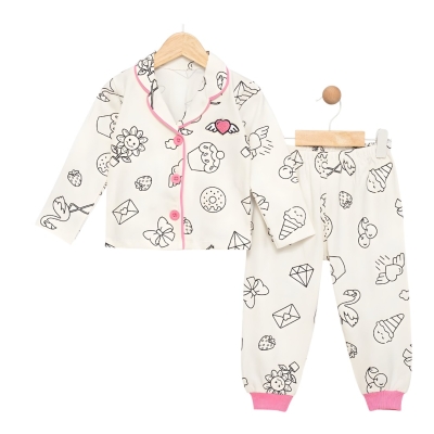 KALPLİ SÜZENELİ YAKALI PİJAMA TAKIM