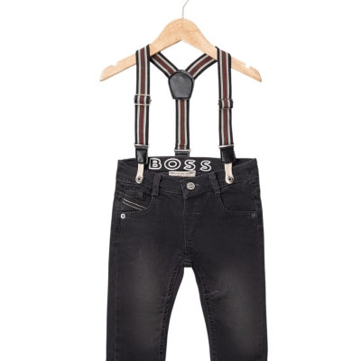 KEMERİ BOSS BASKILI SLOPETLİ PANTOLON