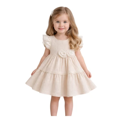 KETEN GÜLLÜ ELBİSE