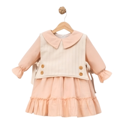 KETEN YAKALI KROPLU ELBİSE