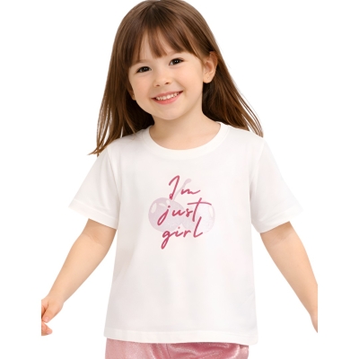 KİRAZLI I M JUST GIRL BASKILI TİŞÖRT