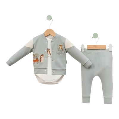 KİRPİ NAKIŞLI HAKİM YAKA 3 LÜ TAKIM