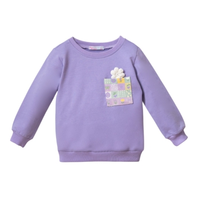 KIZ İKİİP CİCEK CEPLİ TEK SWEAT