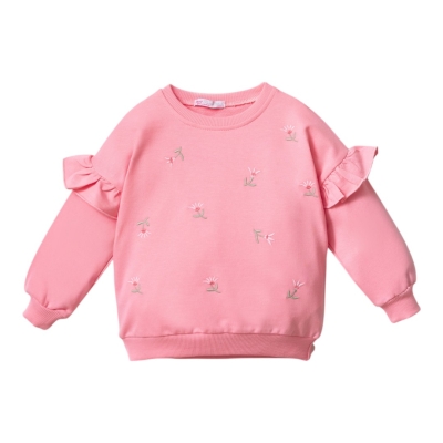 KIZ İKİİP CİCEK NAKIŞLI TEK SWEAT