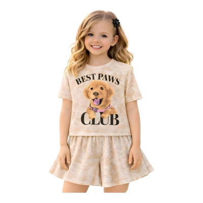 KÖPEKLİ YAĞLI DESEN ŞORT ETEKLİ TAKIM