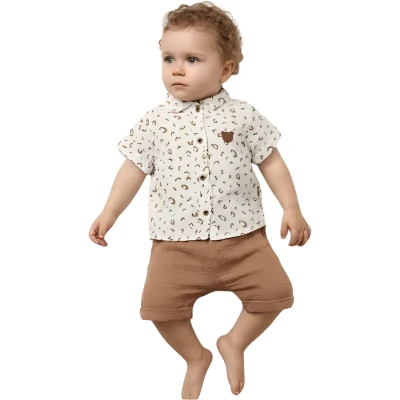 LEOPAR DESENLİ DERİ ARMALI 2Lİ YAZLIK TAKIM