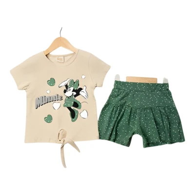 MİKİ BASKILI ŞORTLU KIZ TAKIM