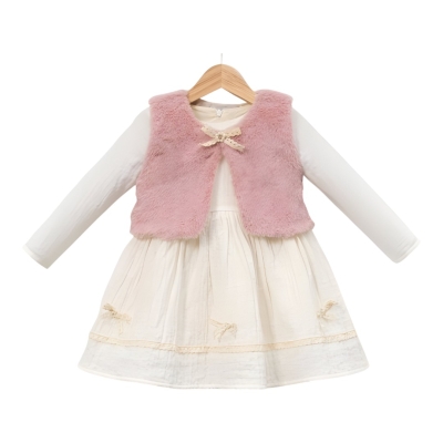 MÜSLİM PELÜŞ YELEKLİ FIYONKLU ELBİSE