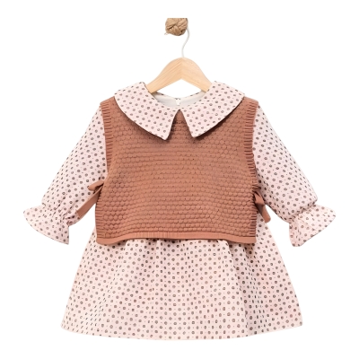 MÜSLİM PUANLI TRİKOLU ELBİSE