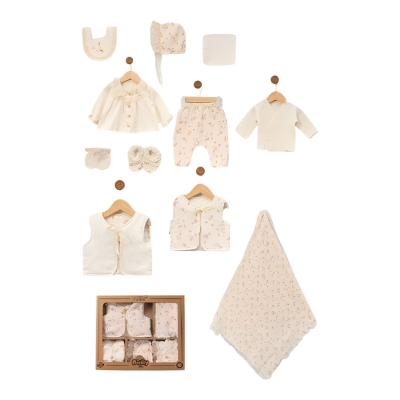 MÜSLİN ÇİÇEK KABARTMALI YELEKLİ 10LU SET