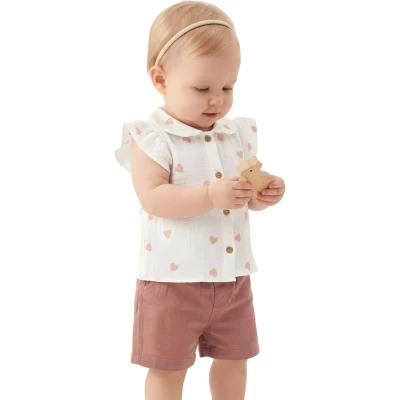 MÜSLİN GÖMLEKLİ AYLIK KIZ TAKIM