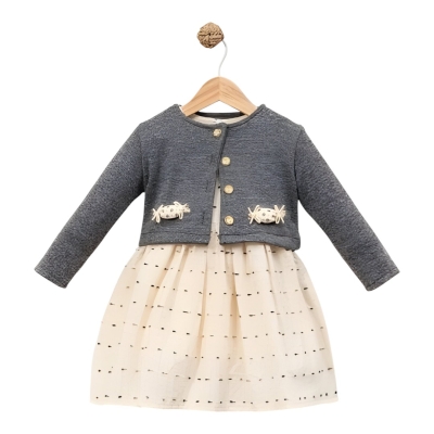 NOPELI RENKLI ÖRMELI ELBİSE