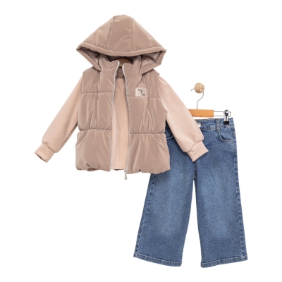 NOVA YELEKİ KOTLU KIZ ÜÇLÜ TAKIM