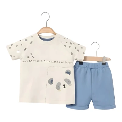 PANDA BASKILI AYLIK ERKEK ŞORTLU TAKIM