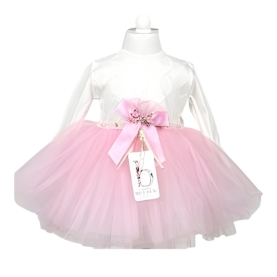 PELİK DANTELLİ KABARIK TÜLLÜ ELBİSE