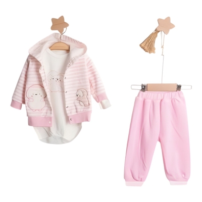 PENGUEN ÇİZGİLİ KADİFE HIRKALI TAKIM