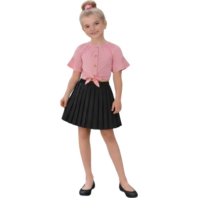 PİLİSELİ ETEK - VOLAN KOLLU GÖMLEK  TAKIM