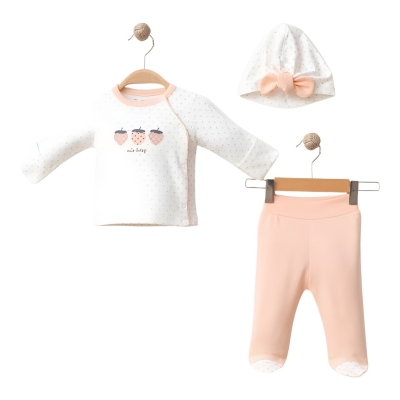 PUANLI ÇİLEK BASKILI 3 LÜ SET