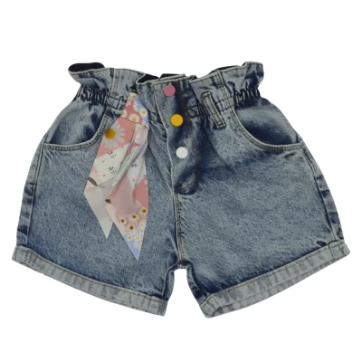 RENKLİ DÜĞMELİ KIZ KOT ŞORT