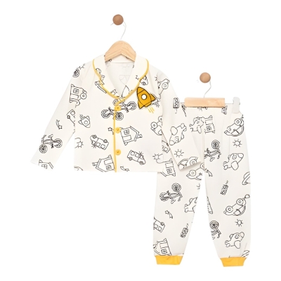 ROKETLİ SÜZENELİ YAKALI PİJAMA TAKIM