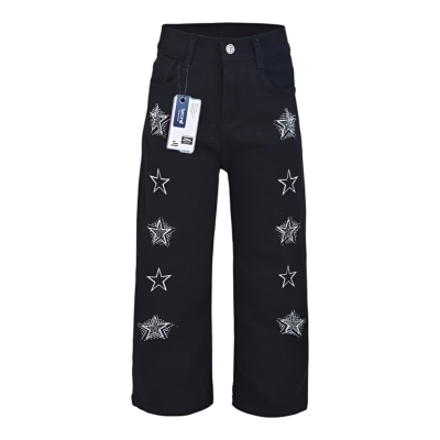 SIRALI YILDIZ TAŞLI PAMUKLU KOT PANT