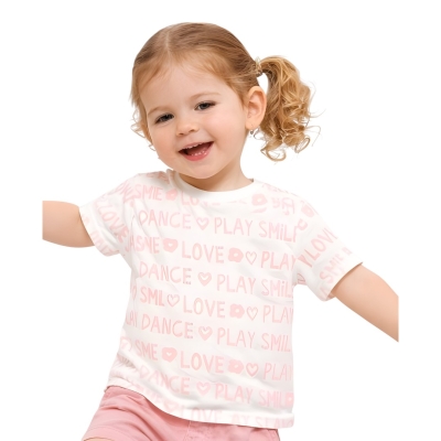 SMILE/DANCE/LOVE/PLAY PANO BASKILI TİŞÖRT