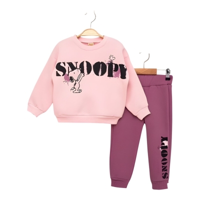 SNOOPY BASKILI ÜÇ İP KIZ TAKIM 2-5 YAŞ