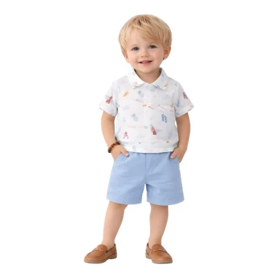 SÖRF DESENLİ MUSLİN GÖMLEKLİ ŞORTLU TAKIM