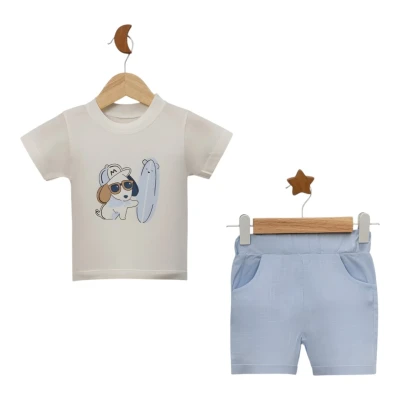 SÖRF KÖPEK BASKILI ŞORTLU YAZLIK TAKIM