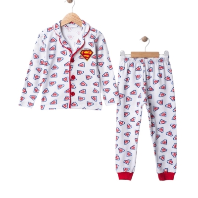 SÜPERMAN SÜZENELİ YAKALI PİJAMA TAKIM