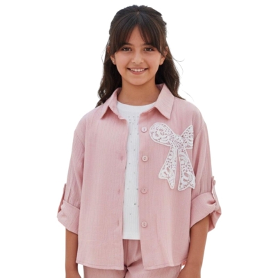 TAŞLI BADİ FİYONK AKSESUARLARI İKİLİ KIZ GÖMLEK