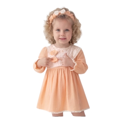 YAKA BRODELİ AYLIK ELBİSE