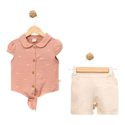 YAPRAK DESENLİ MÜSLİN KIZ TAKIM