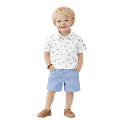 ZEYTİN DALI BASKILI MÜSLİN GÖMLEKLİ ŞORTLU TAKIM